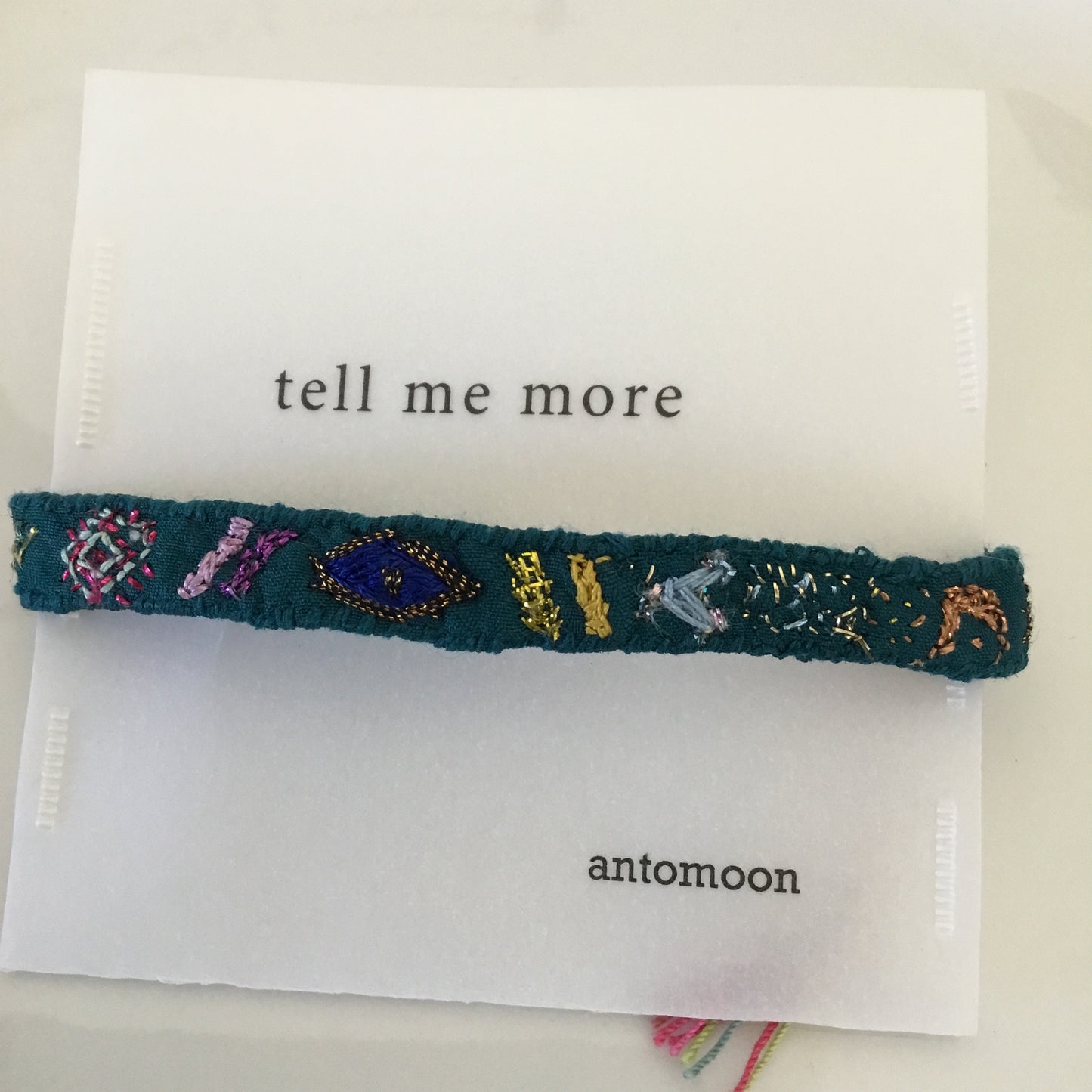 EMBROIDERED BRACELET - DARK TEAL
