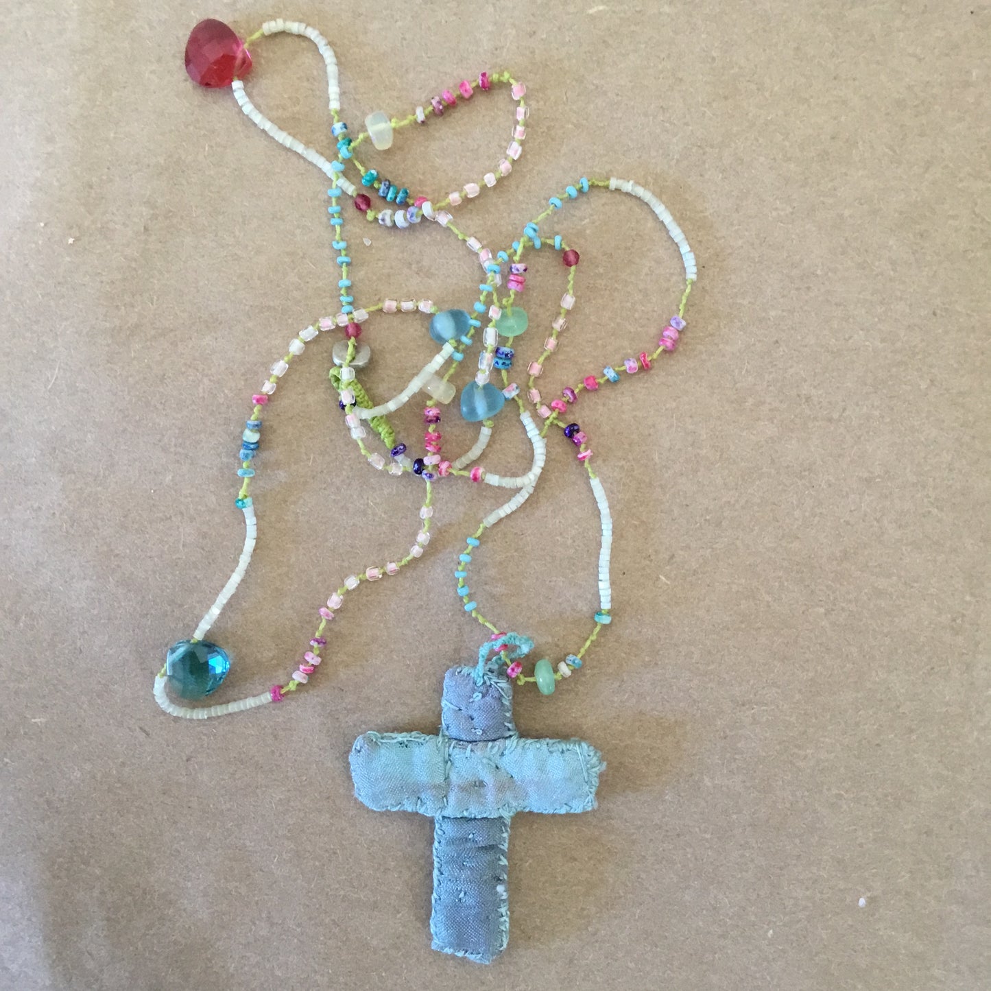 BEADED CROSS - BLUE