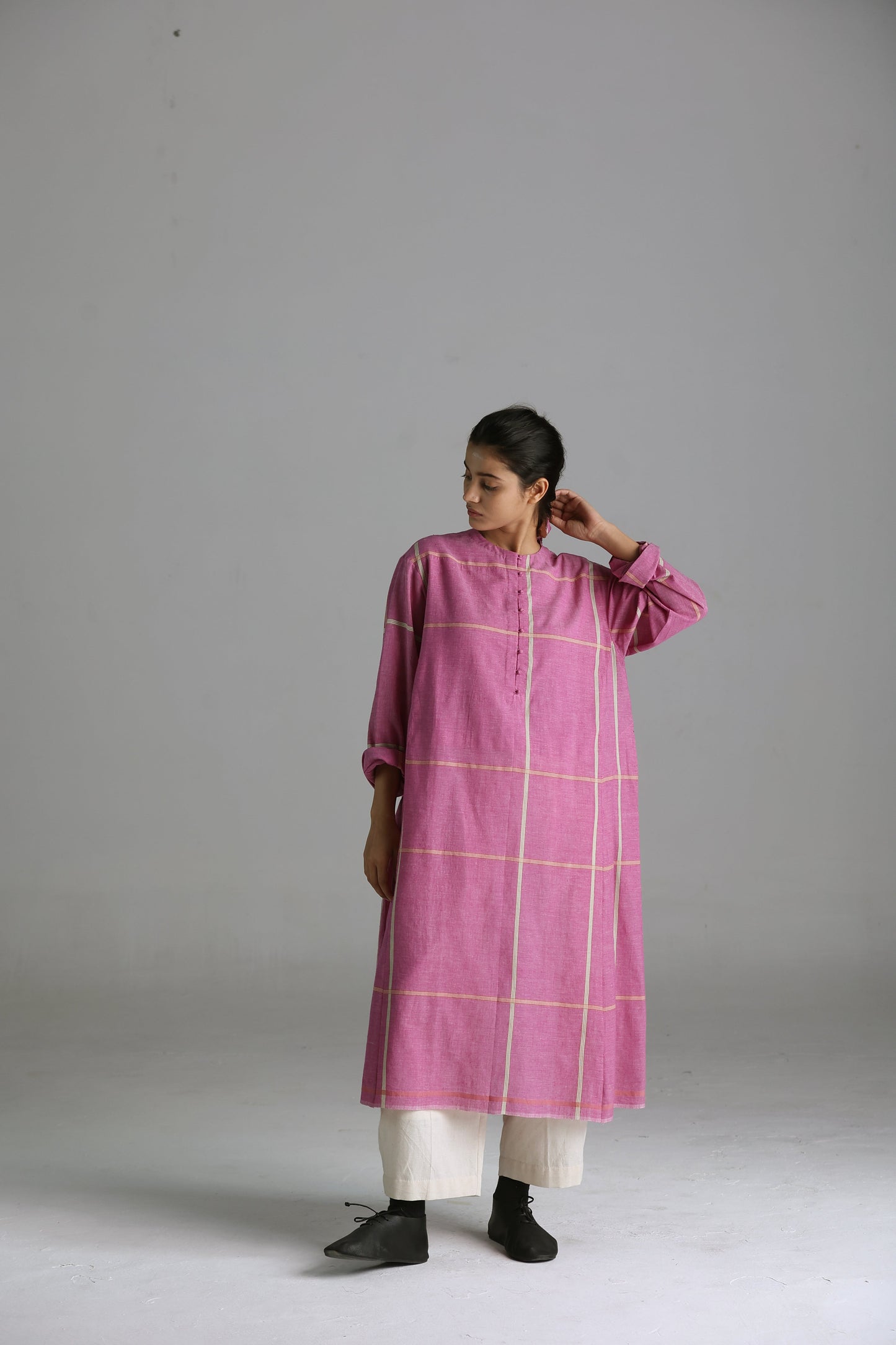 Rumal Checks Kaftan – Pink