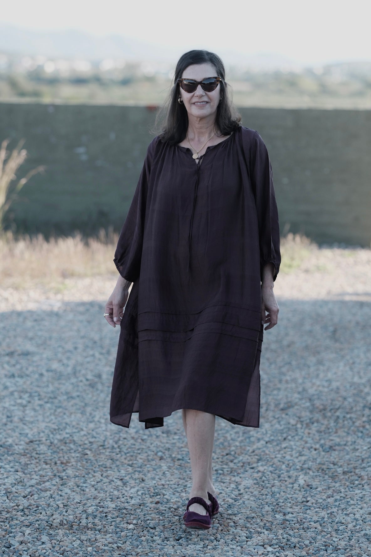 Clover Silk Dress – Chocolate