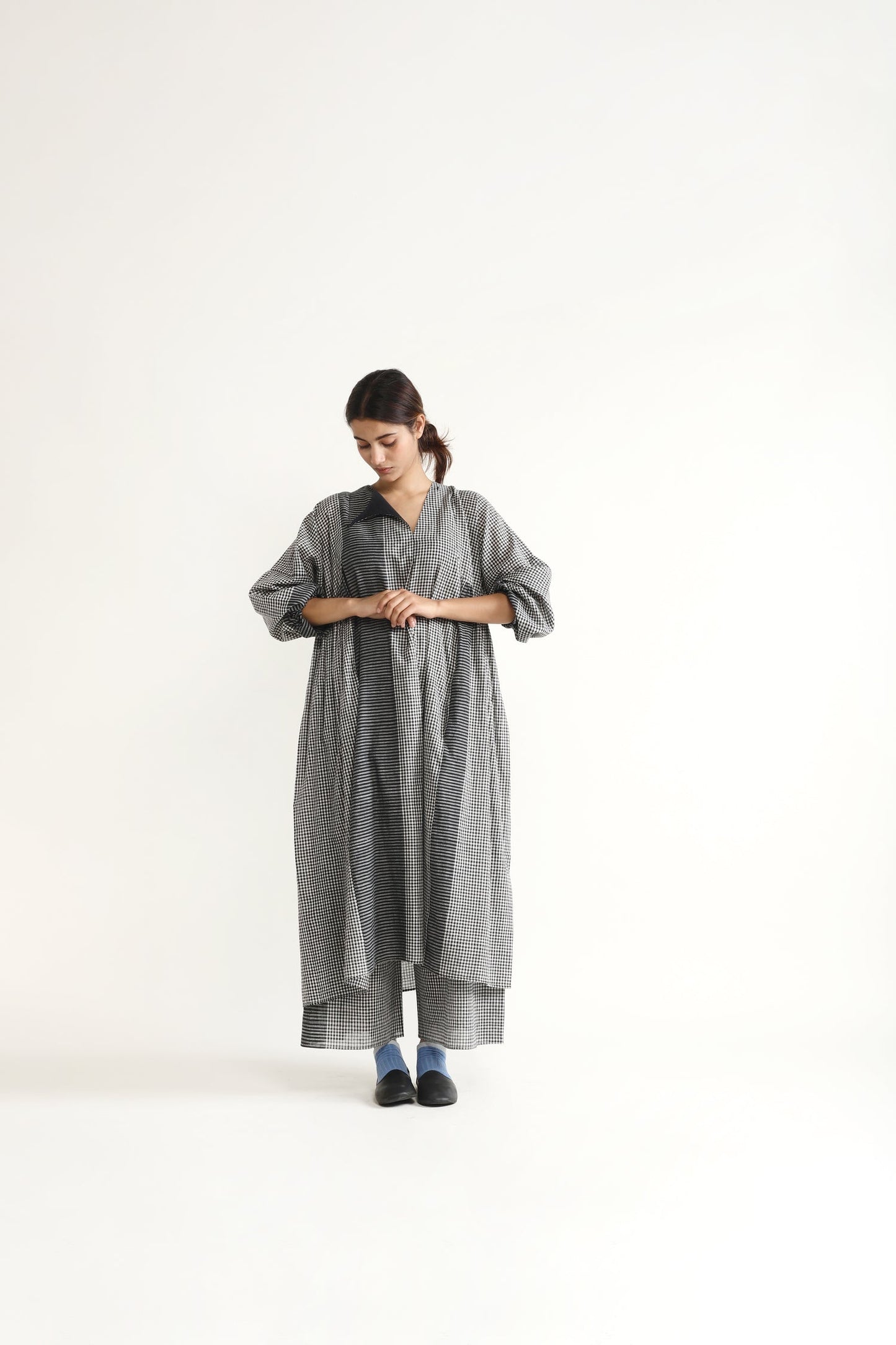 Arc Gingham Kaftan Dress
