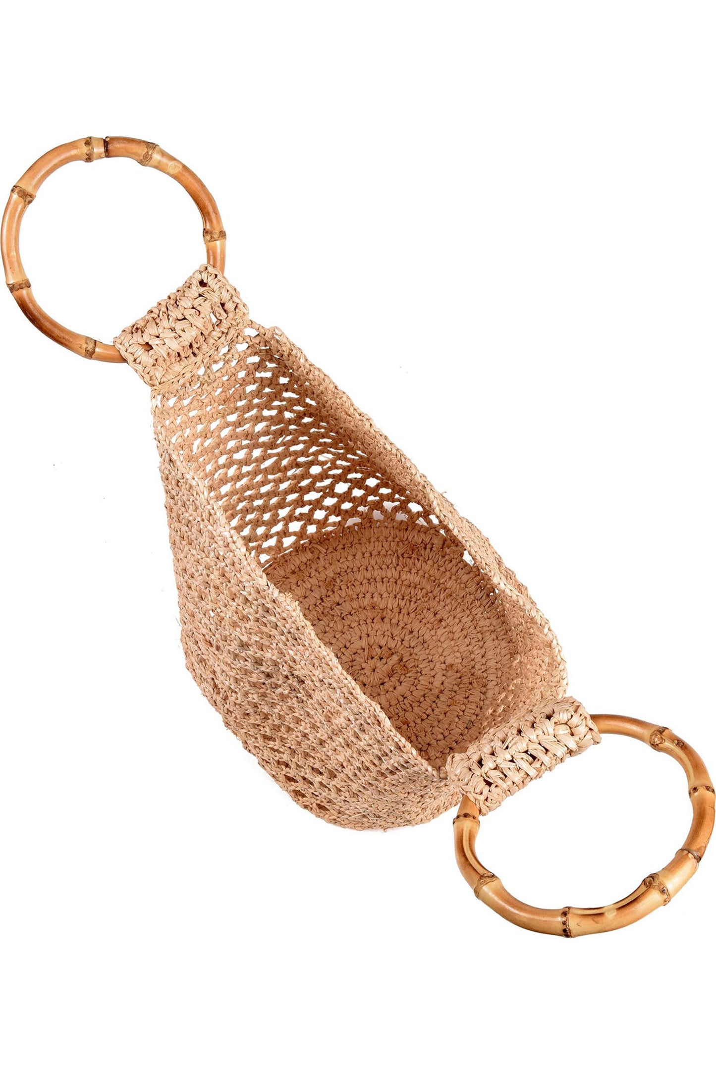 ADORNIA | Knotty Bamboo Ring Top Raffia Tote Bag