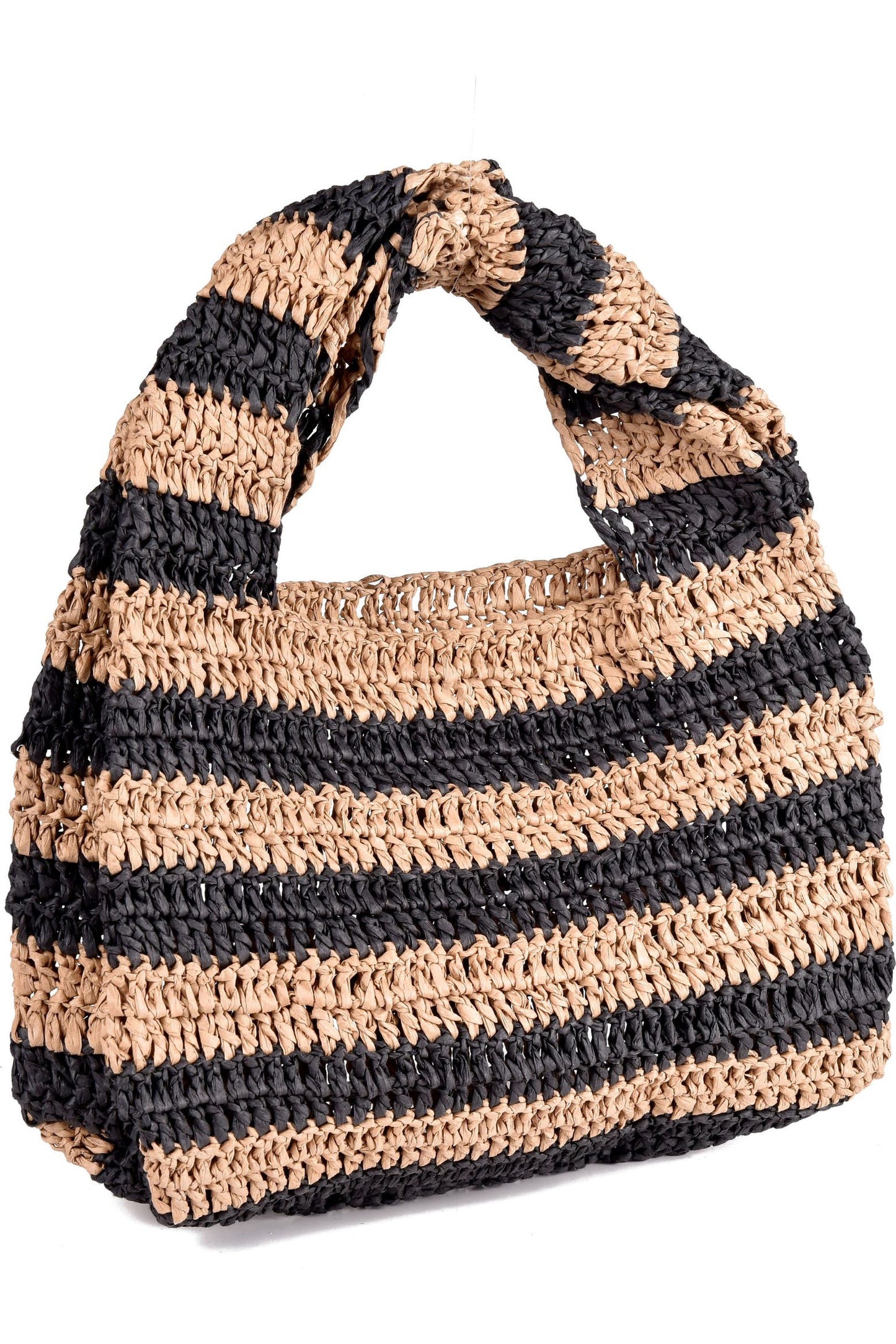 ADORNIA | Chunky Knotted Top Handle Raffia Bag