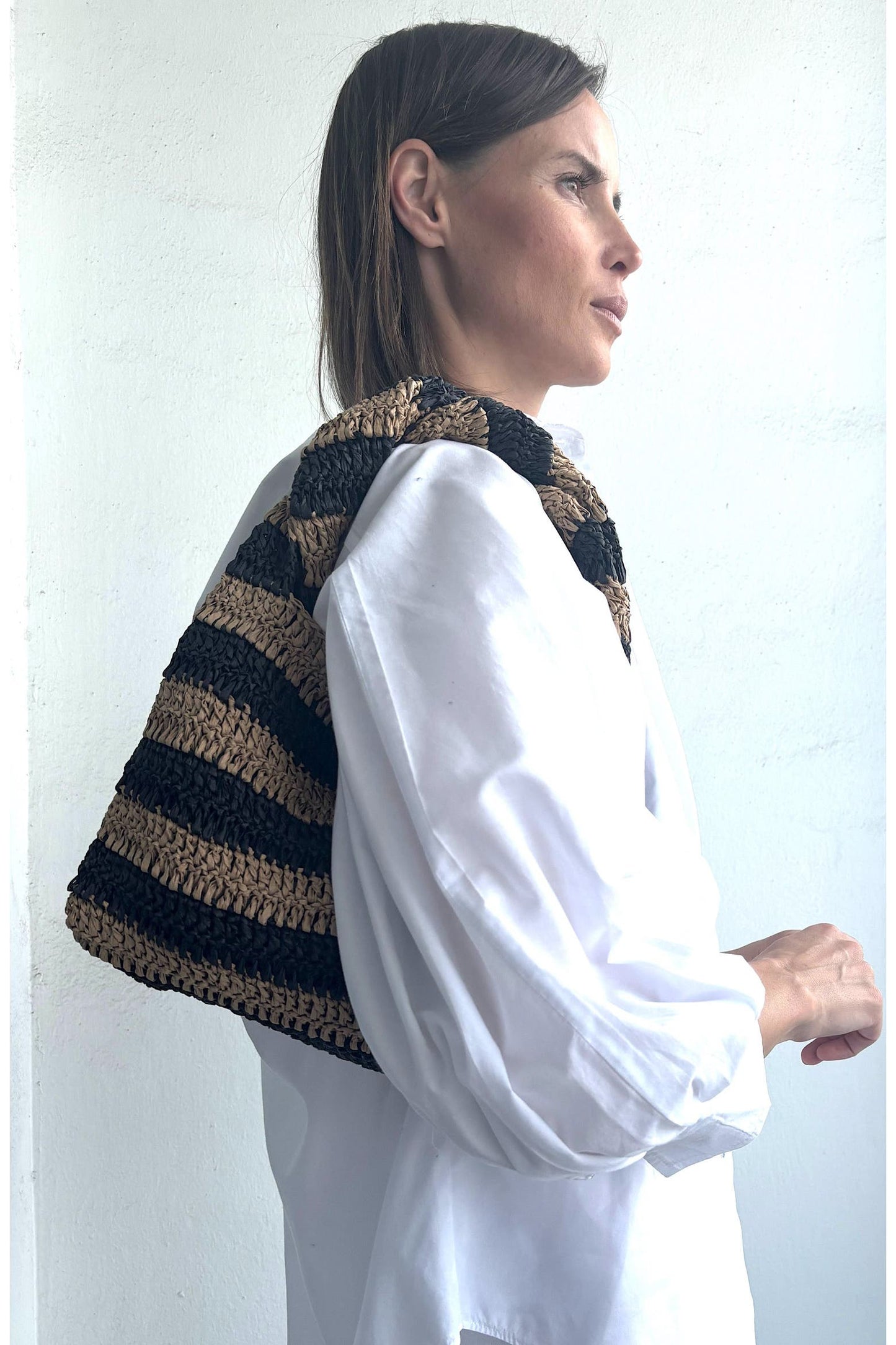 ADORNIA | Chunky Knotted Top Handle Raffia Bag