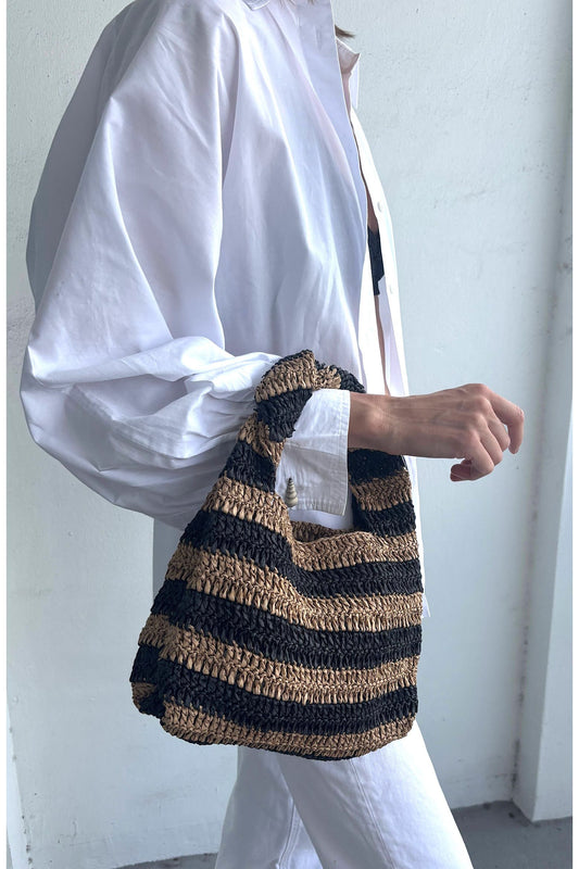 ADORNIA | Chunky Knotted Top Handle Raffia Bag