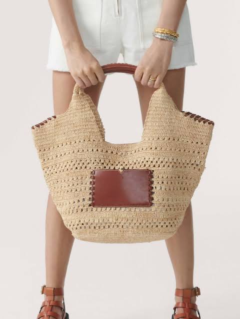 BCBG | Woven Raffia Tote Bag – Natural & Cognac