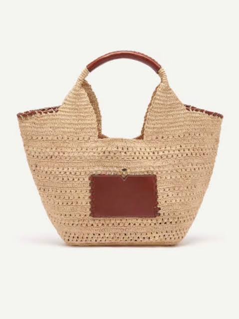 BCBG | Woven Raffia Tote Bag – Natural & Cognac