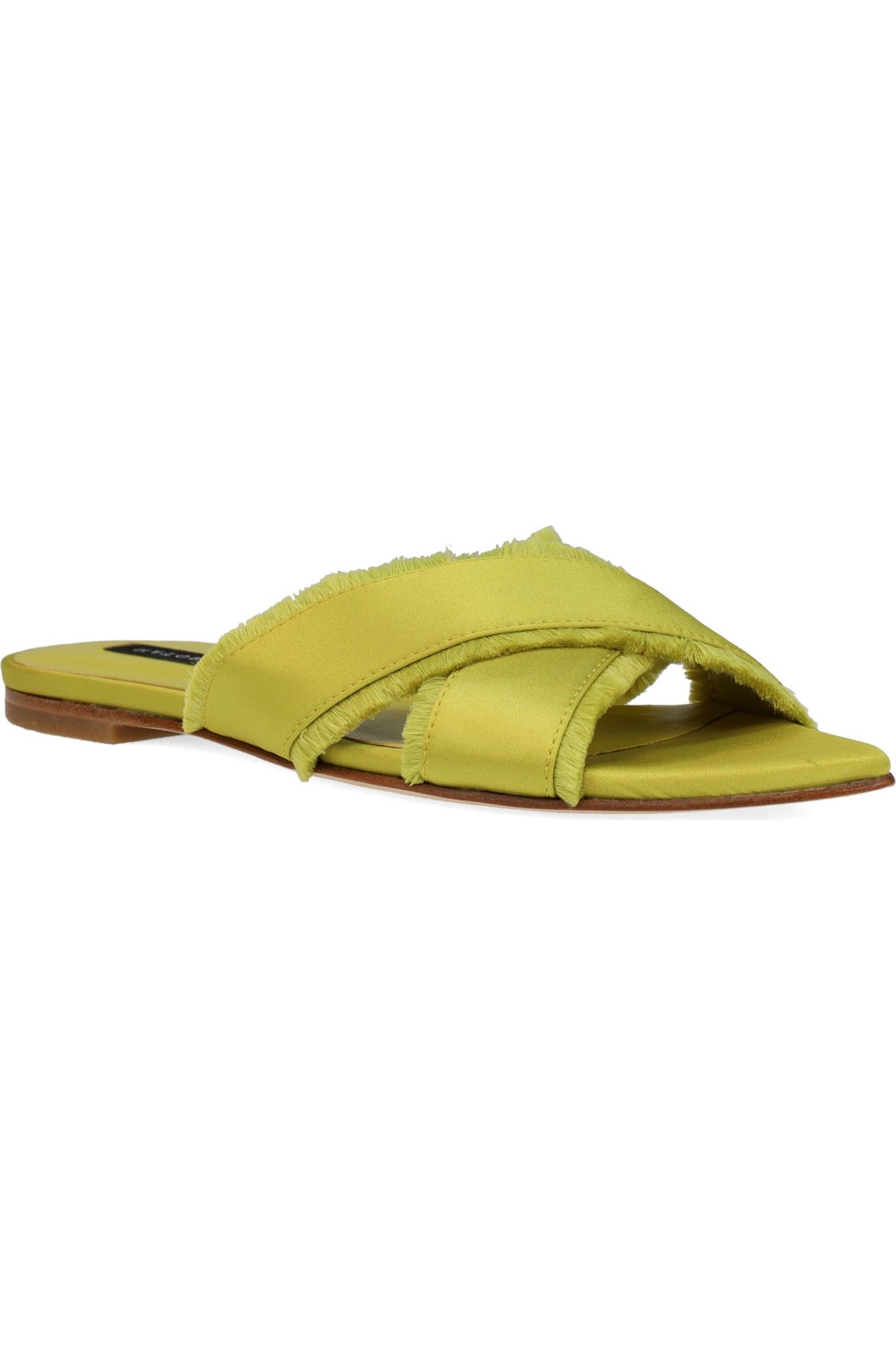 NATORI | Chartreuse Satin Crossover Slide Sandal