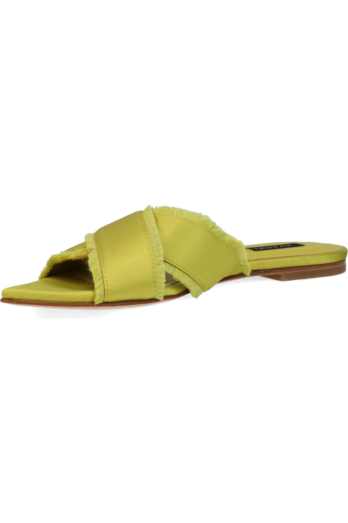 NATORI | Chartreuse Satin Crossover Slide Sandal