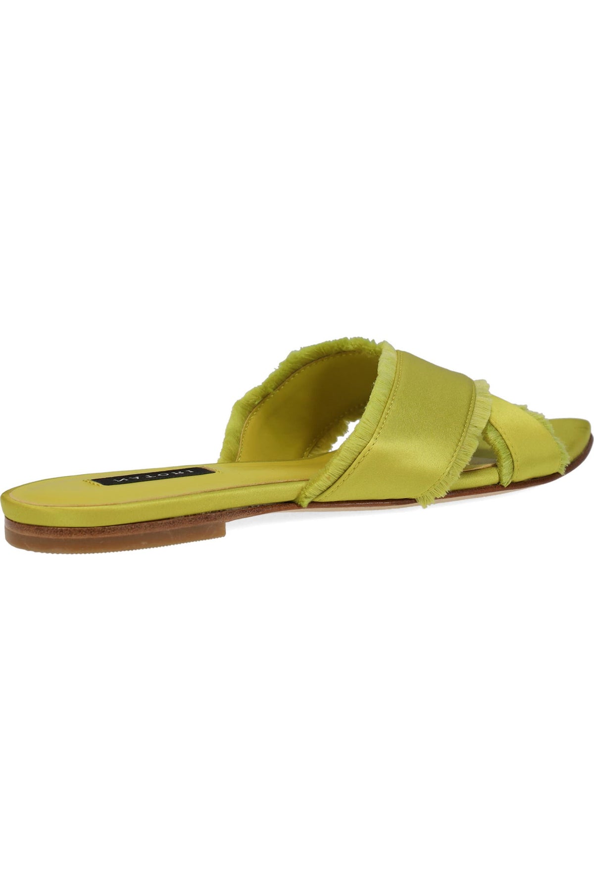 NATORI | Chartreuse Satin Crossover Slide Sandal