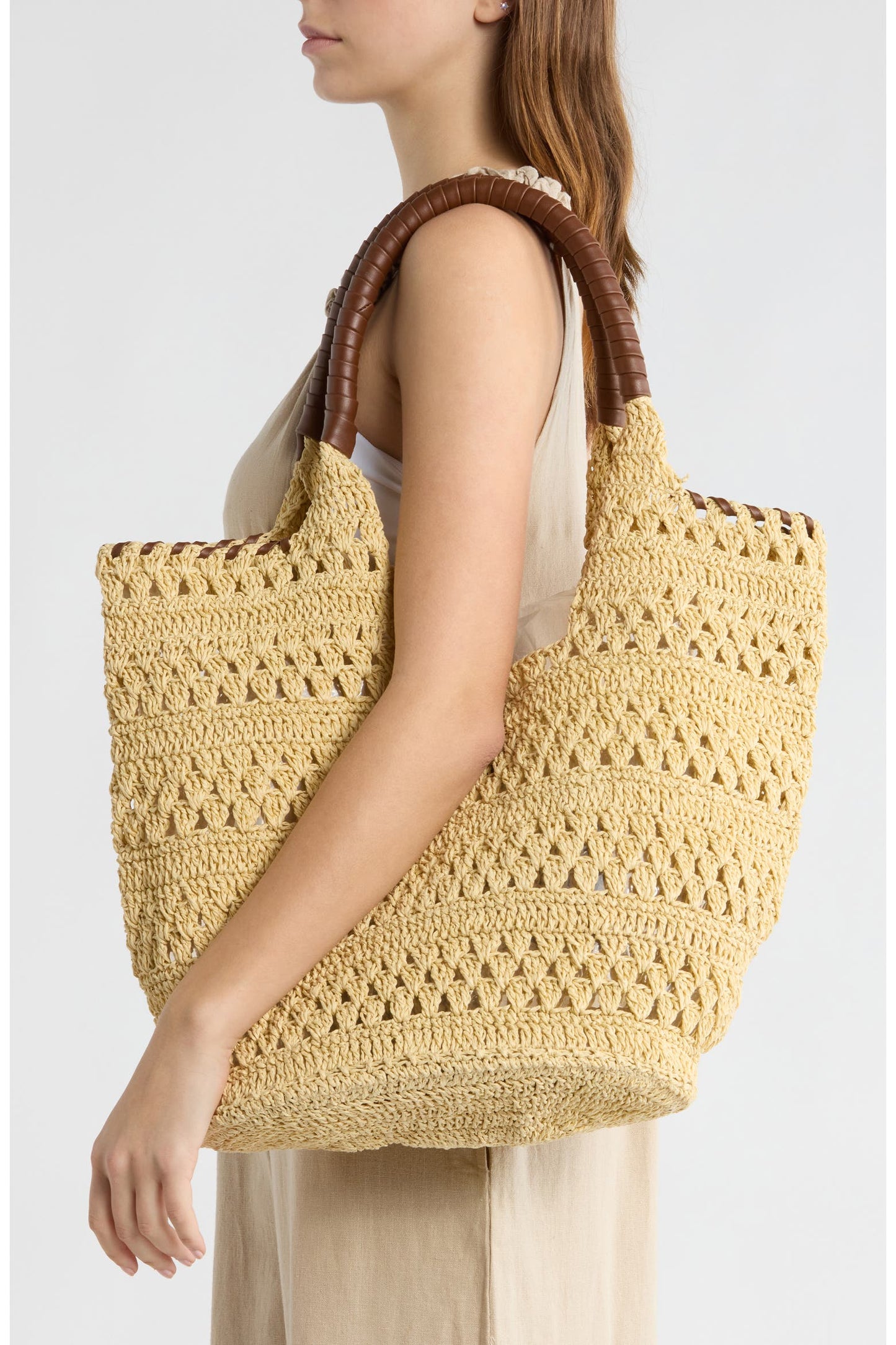 BCBG | Woven Raffia Tote Bag