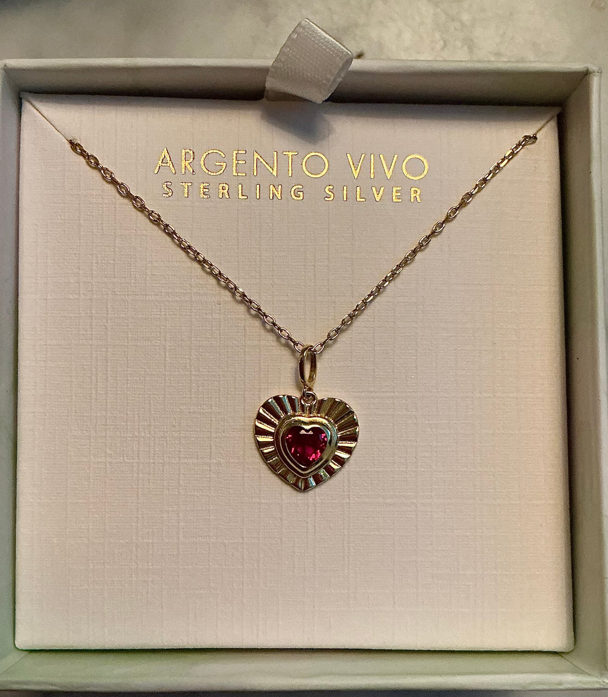 Argento Vivo | Red Heart Pendant Necklace