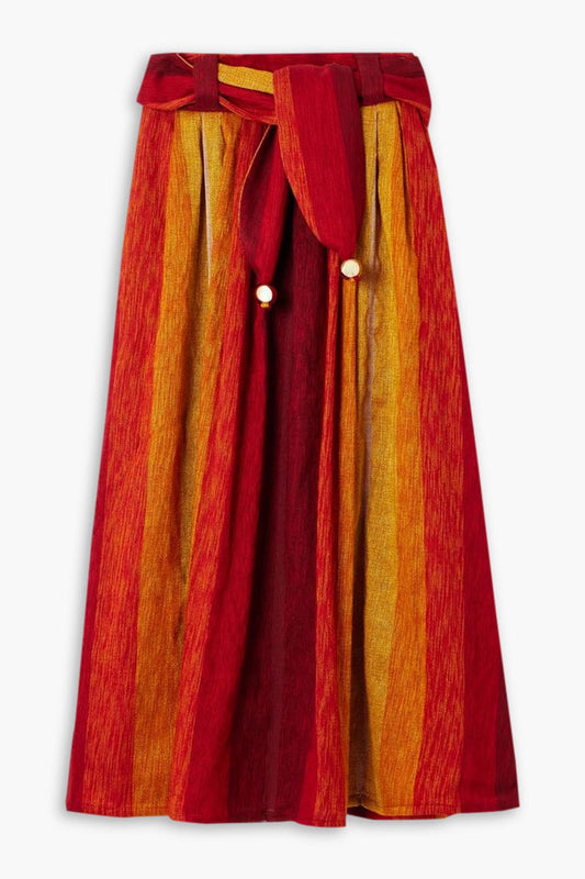 ADMONA | Amal Belted Jacquard Maxi Skirt – Red