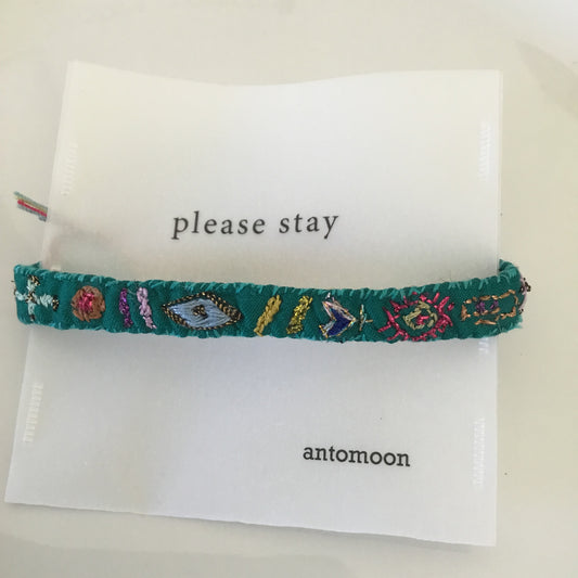 EMBROIDERED BRACELET - TEAL