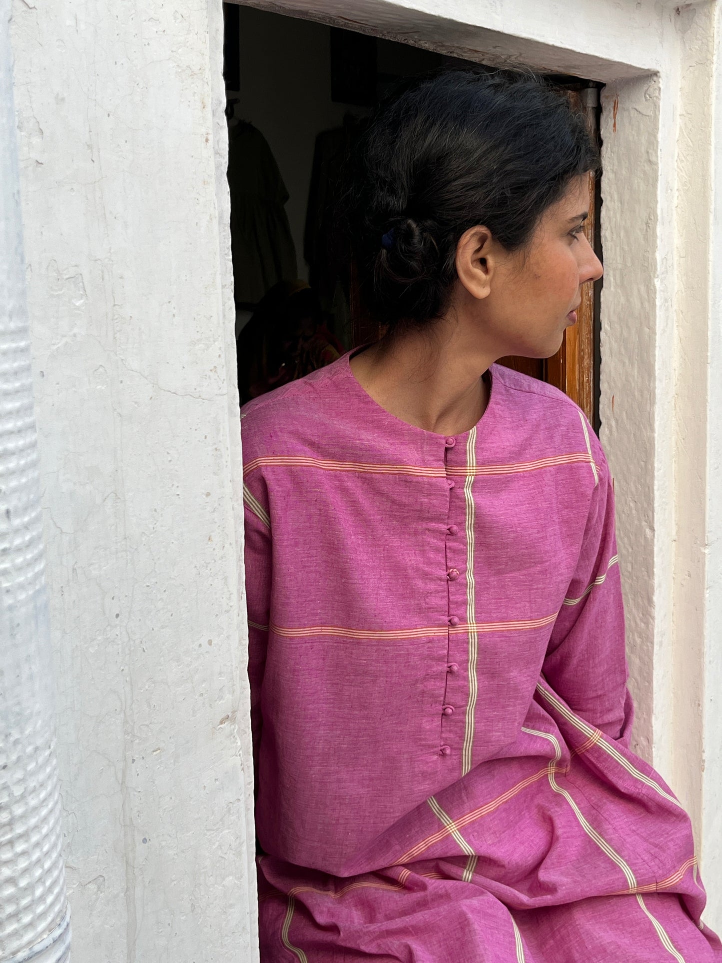 Rumal Checks Kaftan – Pink